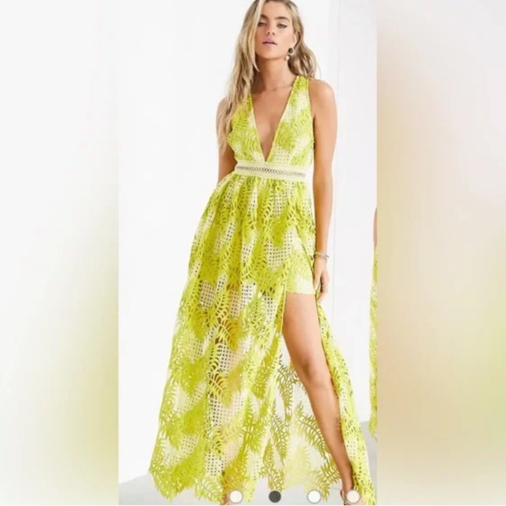 NWT ASOS EDITION cutwork embroidered palm dress with maxi overlay